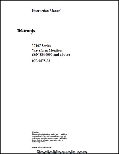 Tektronix 1710J Instruction Manual